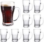 Beer Mugs Set,Glass Mugs With Handle 16oz,Large Beer Glasses For Freezer,Beer Cups Drinking Glasses 500ml,Pub Drinking Mugs Stein Water Cups For Bar,Alcohol,Beverages Set of 8 KTZB02…